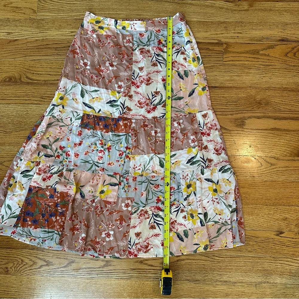 Tahari Patchwork Cottagecore Floral A-Line Skirt - Picture 13 of 14